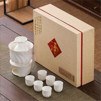 螺纹羊脂玉酒具套组